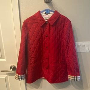 Red Burberry Quilted Jacket Size M